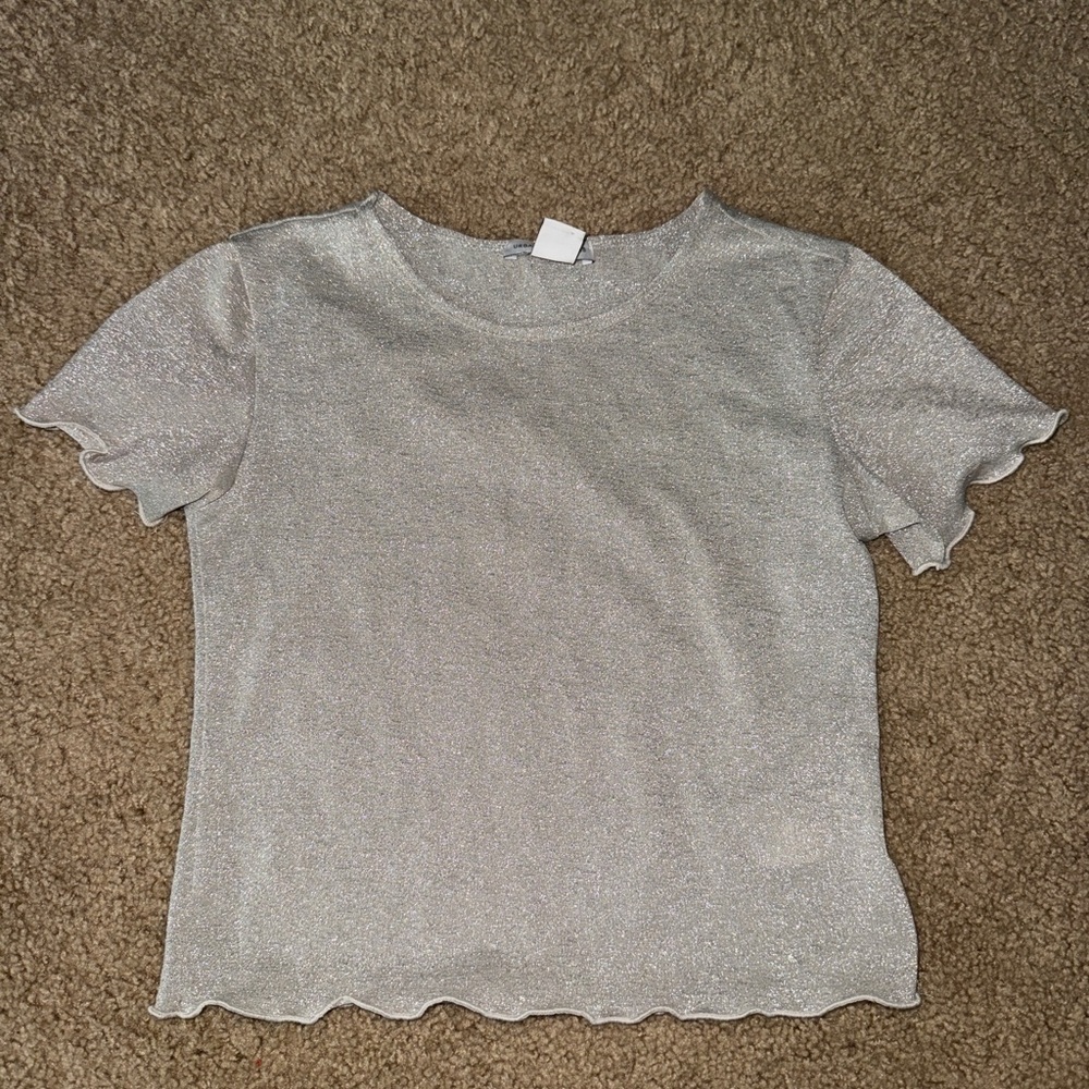 Urban Outfitters Shimmering Silver Tee